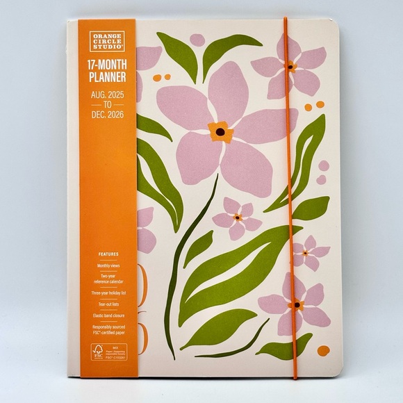 2025-2026 Weekly Monthly 17-month Planner - Orange Circle Studio (Flower Market) - Picture 1 of 10